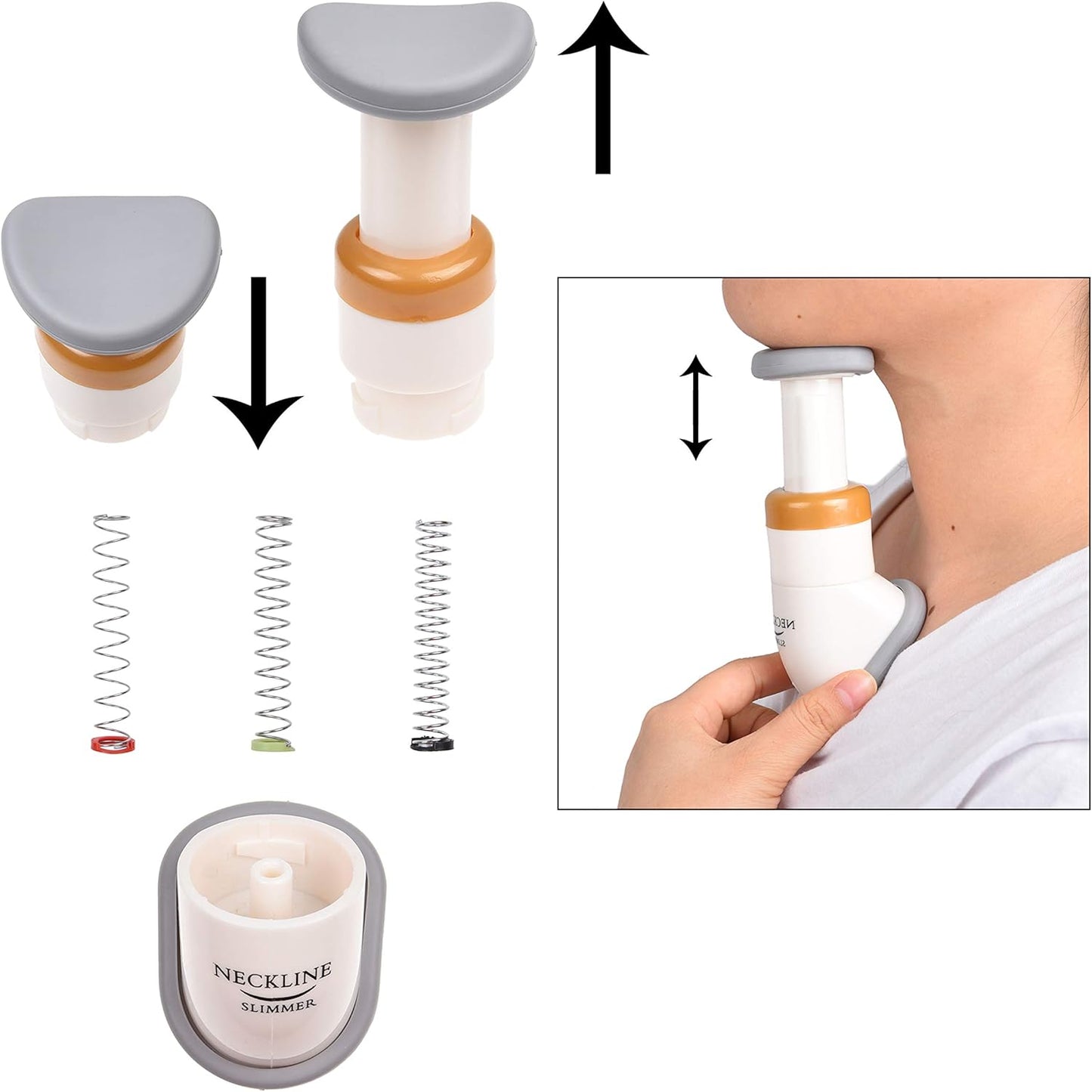 Neckline Slimmer™ たった1日2分で、二重あごとサヨナラ! 自宅で簡単ケア・3段階の強度・初心者から上級者までOK!